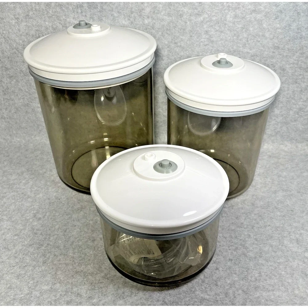 FoodSaver Vacuum Sealer Snail Canister Storage Containers 25 50 80 oz Lot of 3
